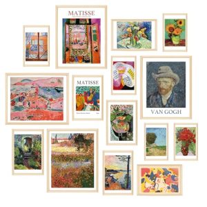 Joytezz 15Pcs Eclectic Wall Decor, Matisse Wall Art Colorful Home Decor Vintage Retro Prints Gallery for Dorm Living Room Unframed