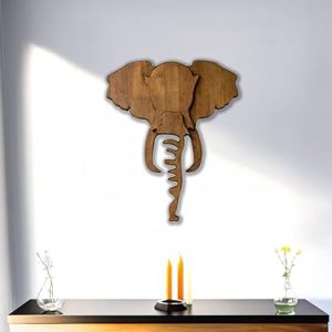 WoodnChic Co Handmade Elephant Wooden Wall Decor Modern Rustic Style Wall Art Home Decoration Entryway Livingroom Man Cave Kitchen Wall Decor Symbols of Luck 22.5'' x 18.5''